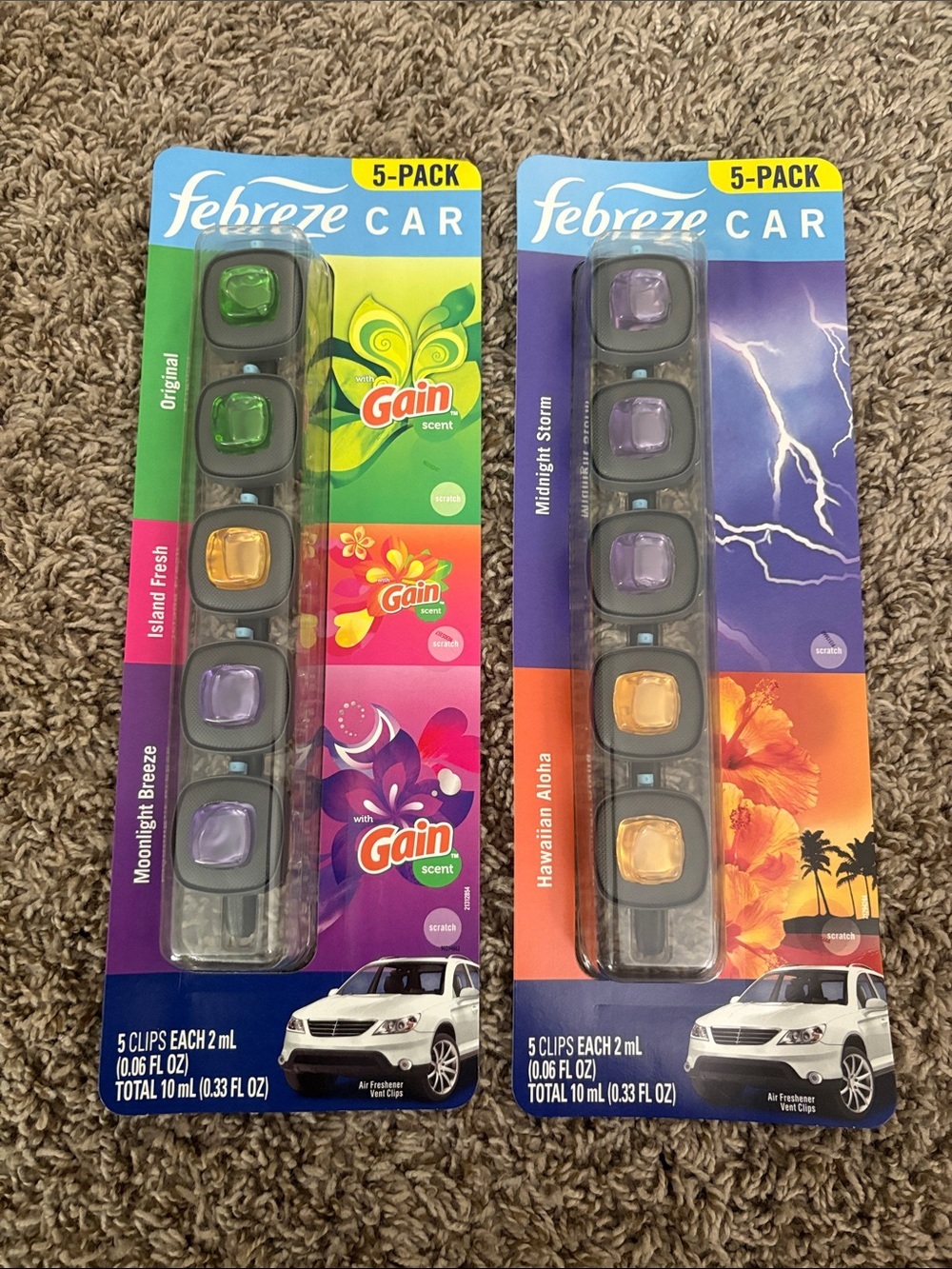 Febreze Car 5-Pack Air Freshener Clips - Green, Purple, Orange